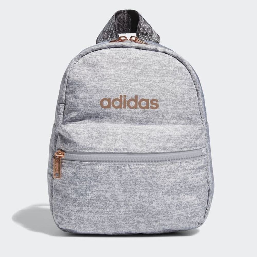 Adidas Linear Mini Backpack Small Travel Bag Purse Space Gray School Front Logo